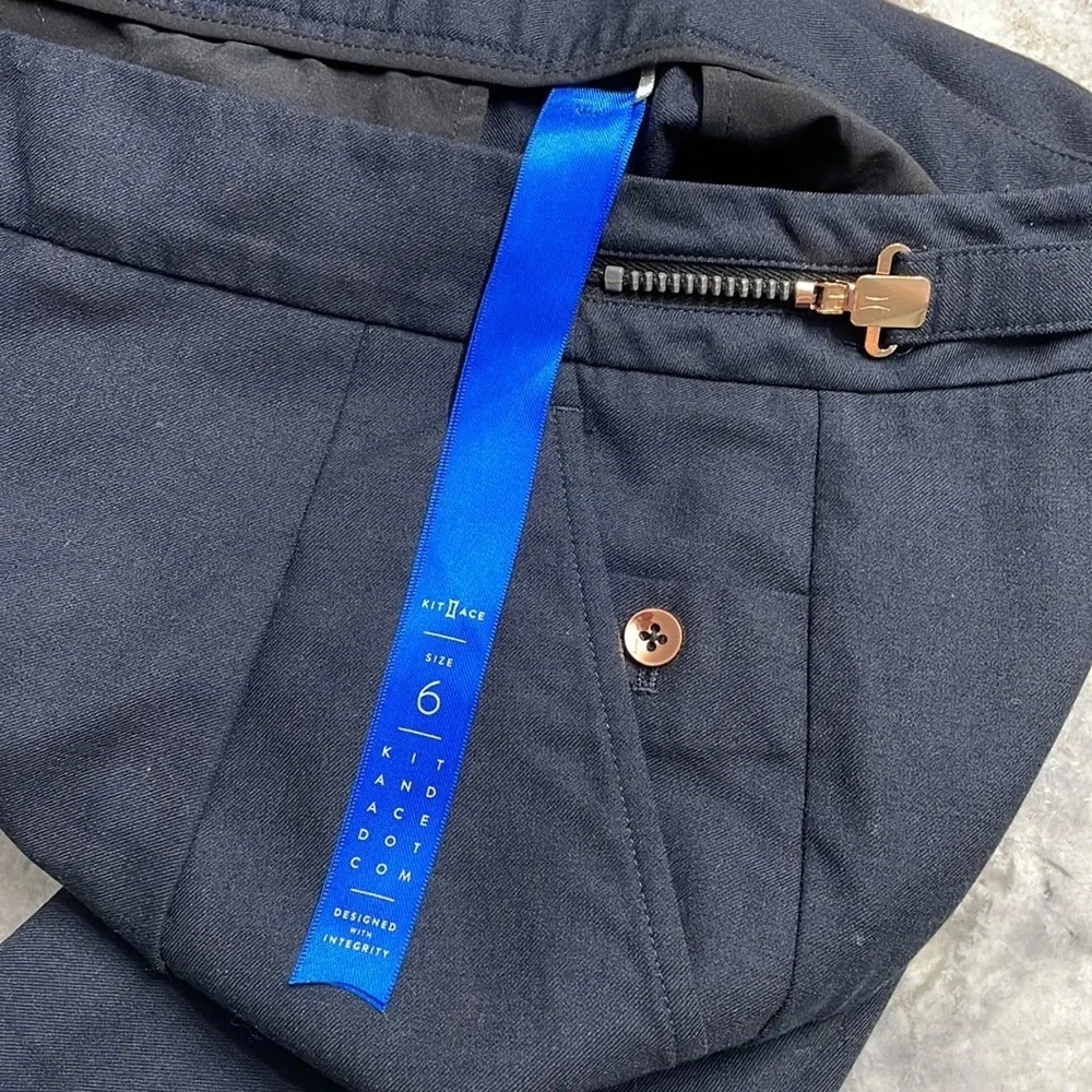 Kit and Ace Straight Leg Trouser High Rise Adjustable Zip Waistband 6